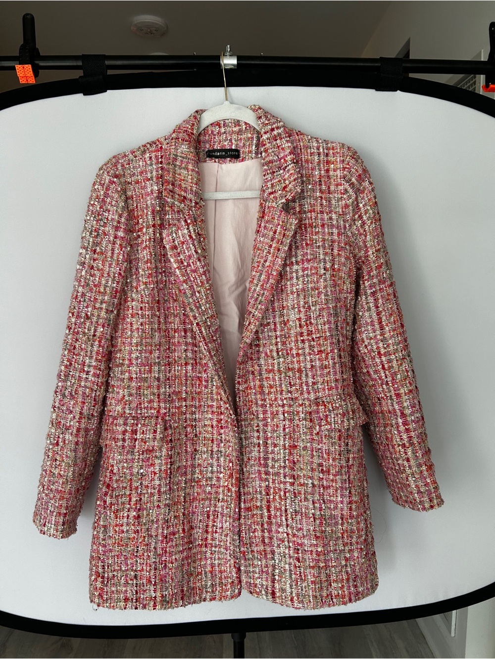 Textured Pink Tweed Blazer Jacket - Unbranded